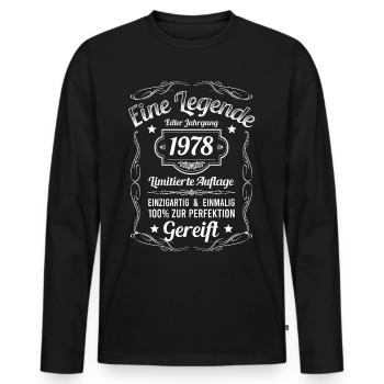 Geburtsjahr 1978 Vintage Geburtstag Legende 1978 - Männer Premium Bio Langarmshirt - Schwarz - Vorne - Nico (187cm)