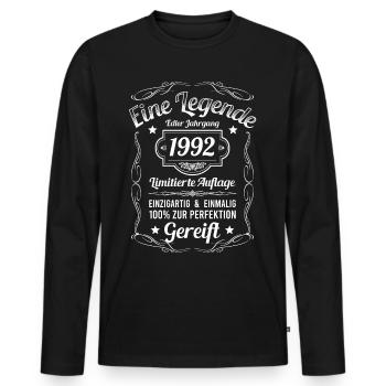 Geburtsjahr 1992 Vintage Geburtstag Legende 1992 - Männer Premium Bio Langarmshirt - Schwarz - Vorne - Nico (187cm)