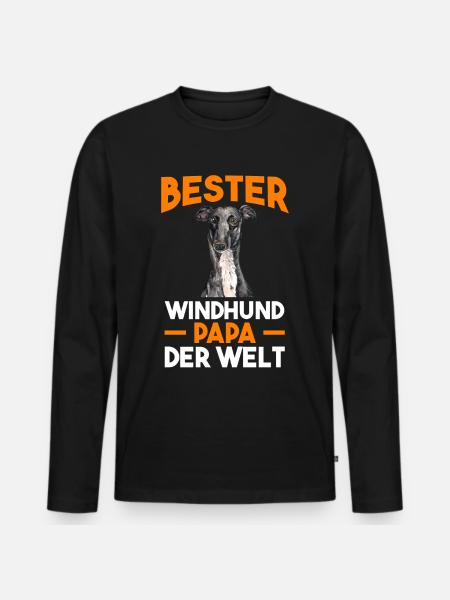 Windhund Windhund Papa - Männer Premium Bio Langarmshirt - Schwarz