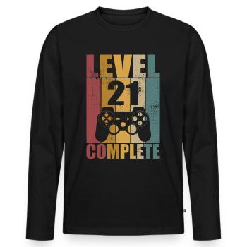 21. Geburtstag Level 21 Complete Gamer 21 Jahre - Männer Premium Bio Langarmshirt - Schwarz - Vorne - Nico (187cm)