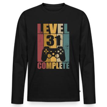 31st Birthday Level 31 Complete Gamer 31 years - Men's Premium Organic Long Sleeve Shirt - black - Front - Nico (187cm)