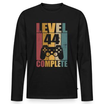 44th Birthday Level 44 Complete Gamer 44 years - Men's Premium Organic Long Sleeve Shirt - black - Front - Nico (187cm)