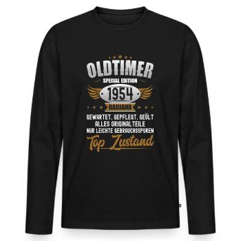 Oldtimer Construit en 1954 Born Birthday Born - T-shirt manches longues Premium bio Homme - noir - Devant - Nico (187cm)