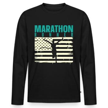 Marathon Marathon Marathon Runner Gift - Men's Premium Organic Long Sleeve Shirt - black - Front - Nico (187cm)