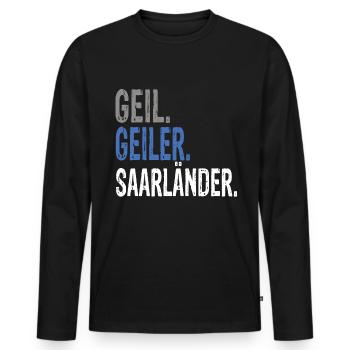 Geil Geiler Saarländer - Männer Premium Bio Langarmshirt - Schwarz - Vorne - Nico (187cm)