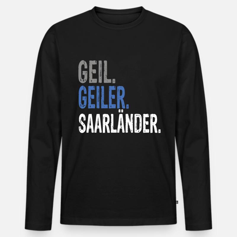 Geil Geiler Saarländer - Männer Premium Bio Langarmshirt - Schwarz