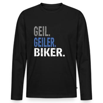 Geil Geiler Biker - Männer Premium Bio Langarmshirt - Schwarz - Vorne - Nico (187cm)