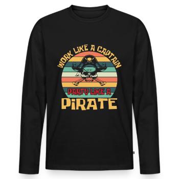 Pirate Pirate Pirate Bateau Pirate Cadeau - T-shirt manches longues Premium bio Homme - noir - Devant - Nico (187cm)