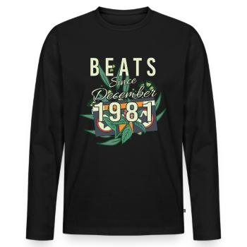 Geschenkidee Retro 1981 Im Dezember - Männer Premium Bio Langarmshirt - Schwarz - Vorne - Nico (187cm)