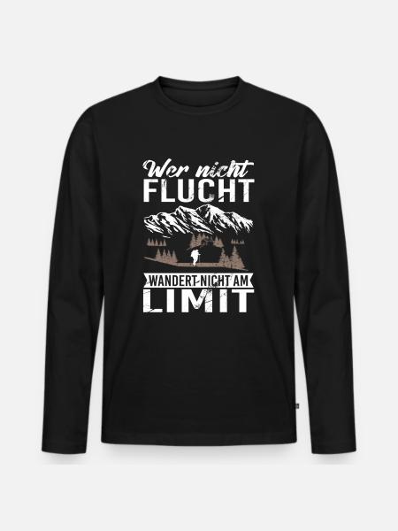 Wer nicht Flucht wandert nicht am Limit - Männer Premium Bio Langarmshirt - Schwarz