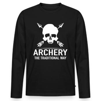 Bow Bow Archery The Traditional Way - Men's Premium Organic Long Sleeve Shirt - black - Front - Nico (187cm)