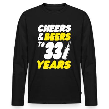 33 birthday - Men's Premium Organic Long Sleeve Shirt - black - Front - Nico (187cm)