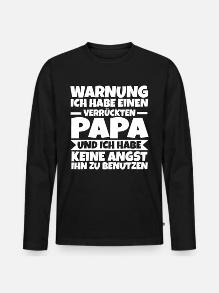 Verrückter Papa - Männer Premium Bio Langarmshirt - Schwarz