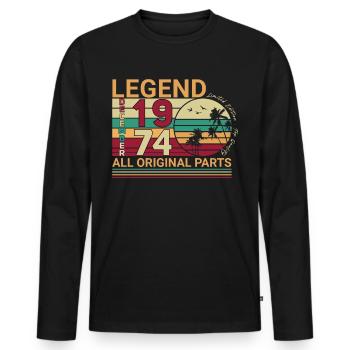 Original Décembre 1974 Palms Retro - T-shirt manches longues Premium bio Homme - noir - Devant - Nico (187cm)