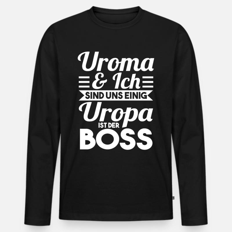 Uropa ist der Boss - Männer Premium Bio Langarmshirt - Schwarz