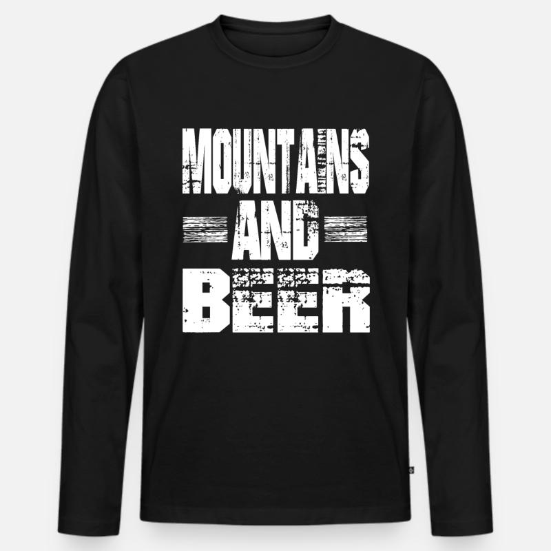 Berge und Bier - Männer Premium Bio Langarmshirt - Schwarz