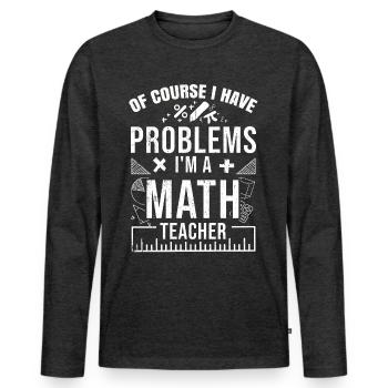 Mathématiques - T-shirt manches longues Premium bio Homme - anthracite chiné - Devant - Nico (187cm)