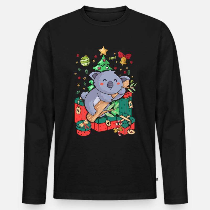 Pull de Noël moche Koala - T-shirt manches longues Premium bio Homme - noir