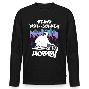 DJ - Männer Premium Bio Langarmshirt - Schwarz - Vorne - Nico (187cm)