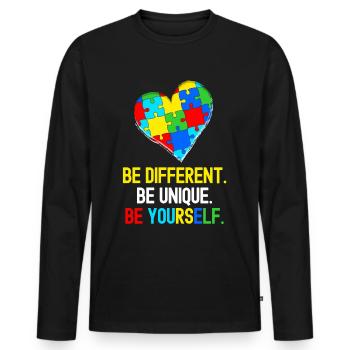 Tshirt autistique Autimus Cadeau Asperger Enfants - T-shirt manches longues Premium bio Homme - noir - Devant - Nico (187cm)