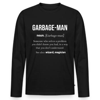 Camion à ordures Poubelles Déchets Déchets - T-shirt manches longues Premium bio Homme - noir - Devant - Nico (187cm)