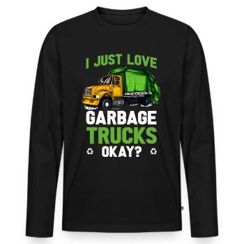 Müllmann Geschenk Müll Müllabfuhr Abfall Beruf - Männer Premium Bio Langarmshirt - Schwarz - Vorne - Nico (187cm)