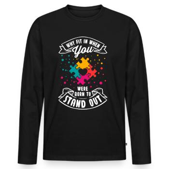 Autismus Geschenk Autist Asperger ADHS Autism - Männer Premium Bio Langarmshirt - Schwarz - Vorne - Nico (187cm)