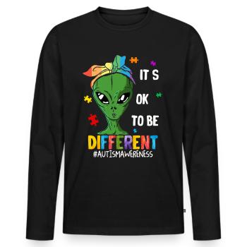 Tshirt autistique Autimus Cadeau Asperger Enfants - T-shirt manches longues Premium bio Homme - noir - Devant - Nico (187cm)