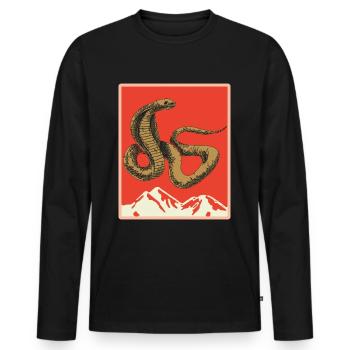Serpent Cadeau Animal Reptile Cobra Python Boa - T-shirt manches longues Premium bio Homme - noir - Devant - Nico (187cm)