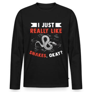 Serpent Cadeau Animal Reptile Cobra Python Boa - T-shirt manches longues Premium bio Homme - noir - Devant - Nico (187cm)