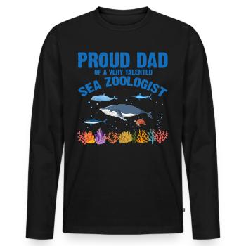 Fier Papa Ichtyologiste Biologiste marin Océan Mer - T-shirt manches longues Premium bio Homme - noir - Devant - Nico (187cm)