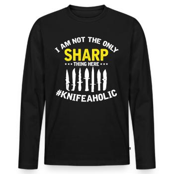 Knife Collector Designs Messerfan Knife Maker - Men's Premium Organic Long Sleeve Shirt - black - Front - Nico (187cm)