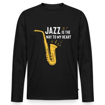 Jazz Tshirt - Men's Premium Organic Long Sleeve Shirt - black - Front - Nico (187cm)