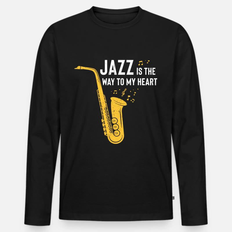 Jazz Tshirt - Männer Premium Bio Langarmshirt - Schwarz