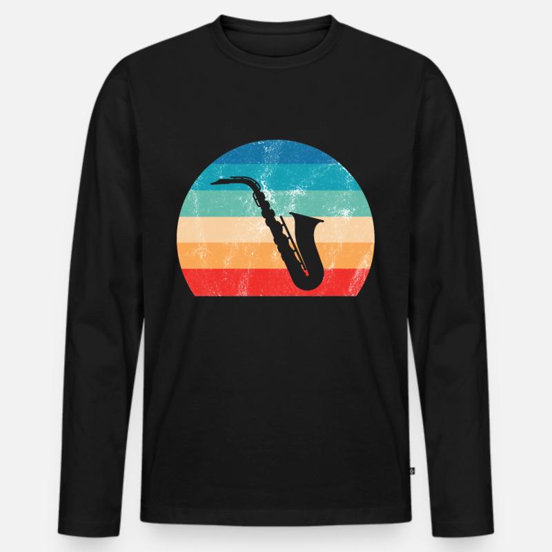 Jazz Tshirt - Männer Premium Bio Langarmshirt - Schwarz