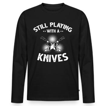 Games with Knife Knife Collector Knife Fan - Men's Premium Organic Long Sleeve Shirt - black - Front - Nico (187cm)