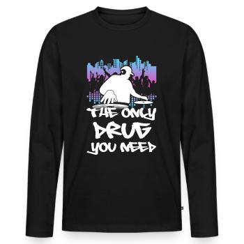 DJ - Männer Premium Bio Langarmshirt - Schwarz - Vorne - Nico (187cm)
