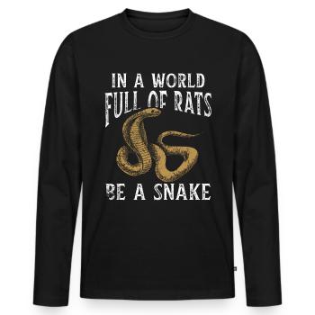 Serpent Cadeau Animal Reptile Cobra Python Boa - T-shirt manches longues Premium bio Homme - noir - Devant - Nico (187cm)