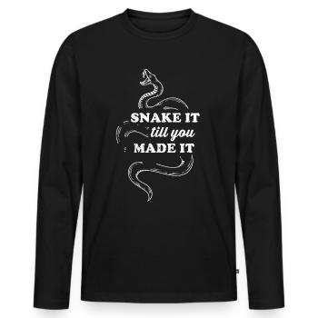 Serpent Cadeau Animal Reptile Cobra Python Boa - T-shirt manches longues Premium bio Homme - noir - Devant - Nico (187cm)