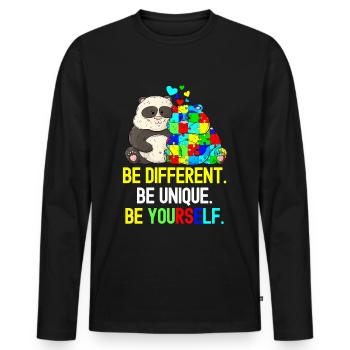 Tshirt autistique Autimus Cadeau Asperger Enfants - T-shirt manches longues Premium bio Homme - noir - Devant - Nico (187cm)