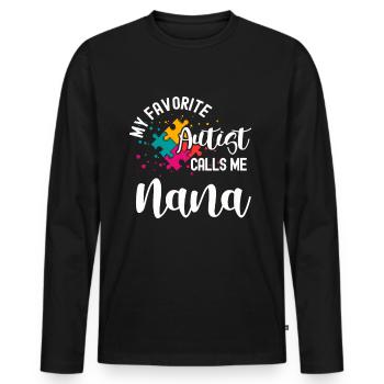 Tshirt autistique Autimus Cadeau Asperger Enfants - T-shirt manches longues Premium bio Homme - noir - Devant - Nico (187cm)