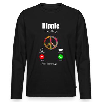 Hippie - T-shirt manches longues Premium bio Homme - noir - Devant - Nico (187cm)