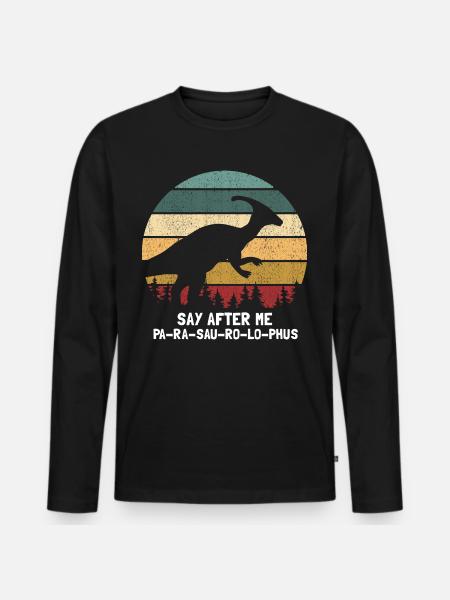 Dinosaur Motif for Paleontologists - Men's Premium Organic Long Sleeve Shirt - black