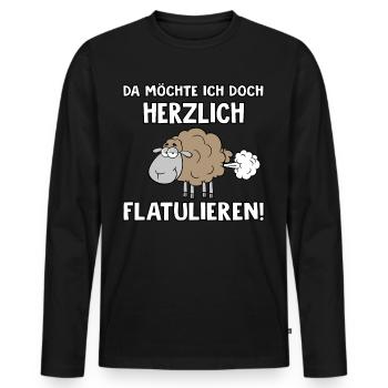 Herzlich flatulieren - Männer Premium Bio Langarmshirt - Schwarz - Vorne - Nico (187cm)