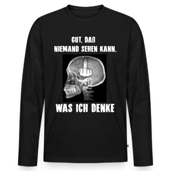 Gut dass niemand sehen kann - Männer Premium Bio Langarmshirt - Schwarz - Vorne - Nico (187cm)