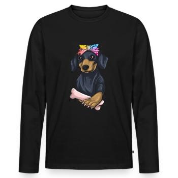 Dachshund Gift Dixie Viennese Doxie Dachshund - Men's Premium Organic Long Sleeve Shirt - black - Front - Nico (187cm)