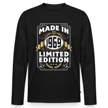 1969 Cadeau d’anniversaire Bursdag vintage - T-shirt manches longues Premium bio Homme - noir - Devant - Nico (187cm)
