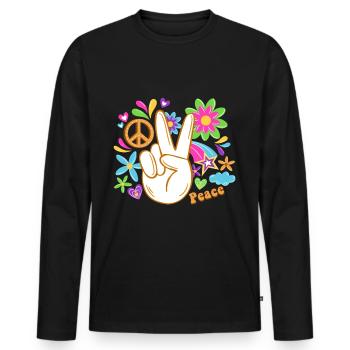 Hippie - T-shirt manches longues Premium bio Homme - noir - Devant - Nico (187cm)