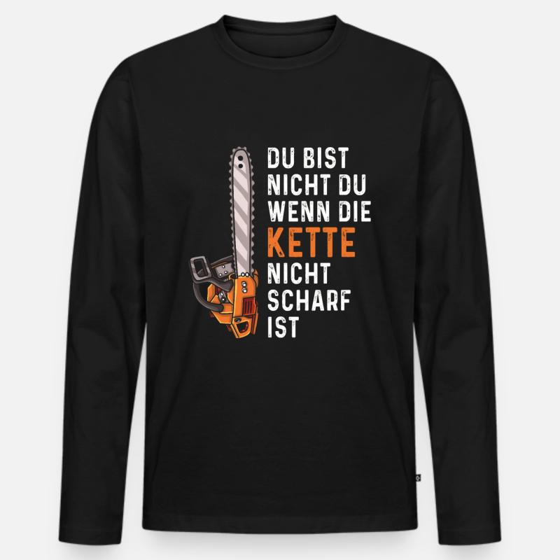 Holz Geschenke Chainsaw Kettensäge Waldarbeiter - Männer Premium Bio Langarmshirt - Schwarz