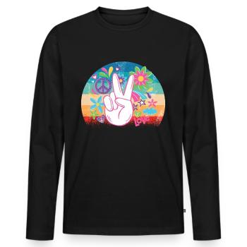 Hippie - T-shirt manches longues Premium bio Homme - noir - Devant - Nico (187cm)